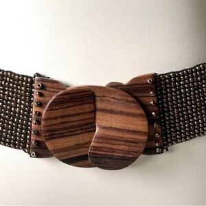 Anthropologie Striped Wooden Buckle Belt
